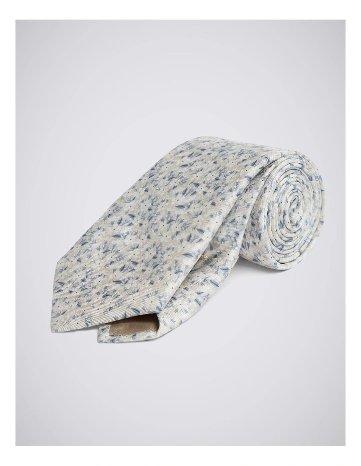 Italian Off-White Ditsy Floral Silk Tie image 1