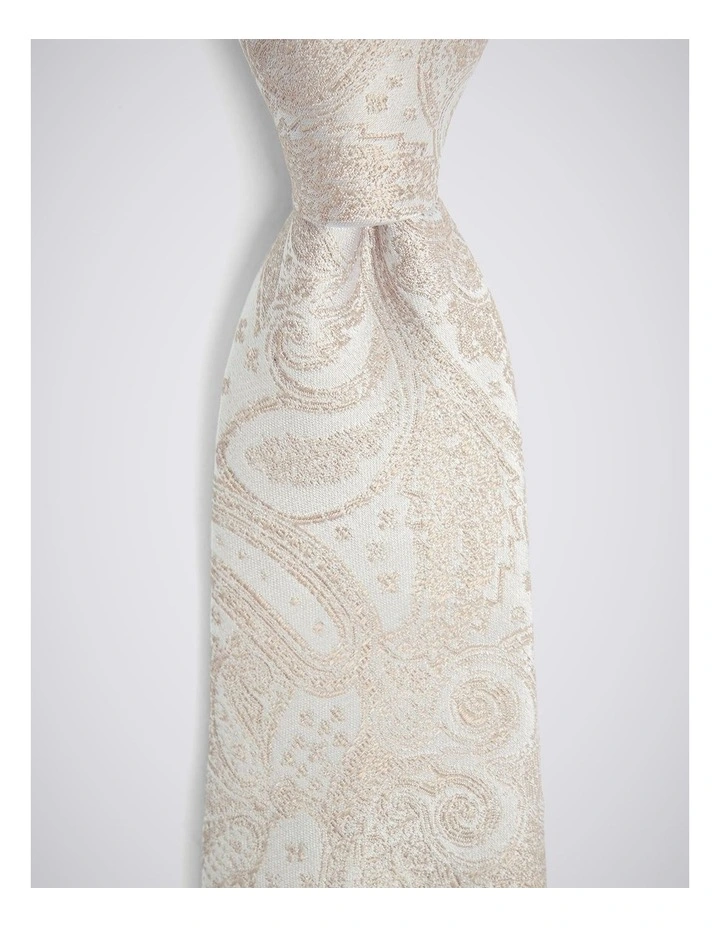 Champagne Wedding Paisley Silk Tie image 2