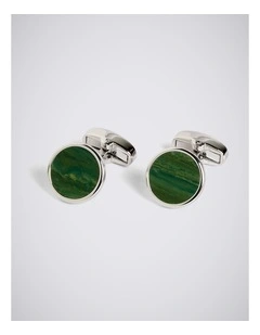 Jade Stone Round Cufflinks