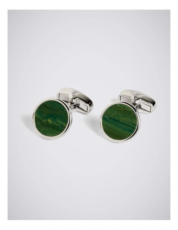 Jade Stone Round Cufflinks image 1