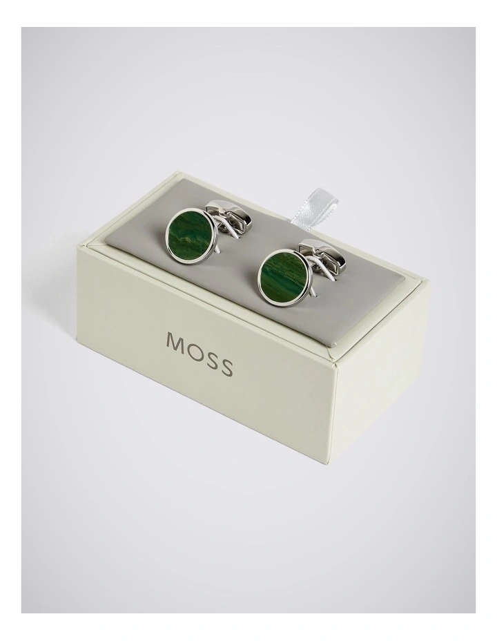 Jade Stone Round Cufflinks image 2
