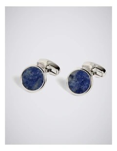 Blue Aventurine Stone Round Cufflinks