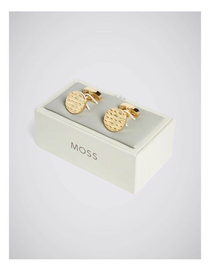 Gold Textured Round Cufflinks image 2