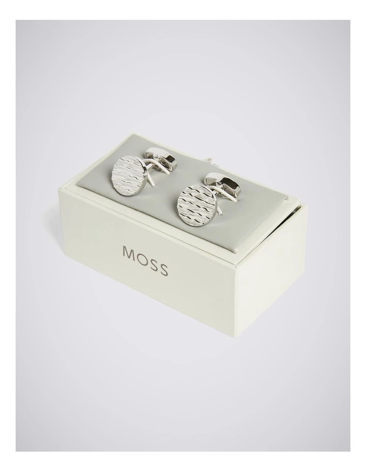 Silver Textured Round Cufflinks image 2