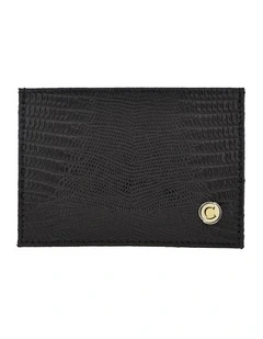 Black Leather Croc Card Wallet