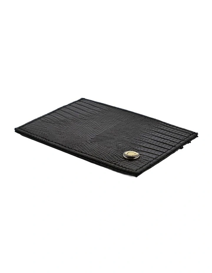 Black Leather Croc Card Wallet image 2