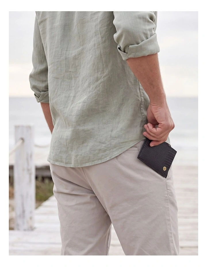 Black Leather Croc Card Wallet image 5