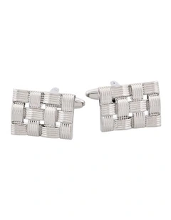 Rhodium Plated Cufflinks with Chunky Mesh