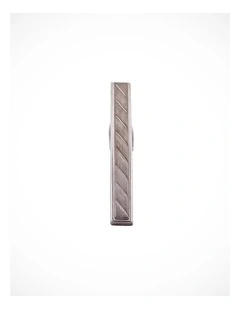 Antique Diagonal Ribbed Rhodium Plated Tie Bar