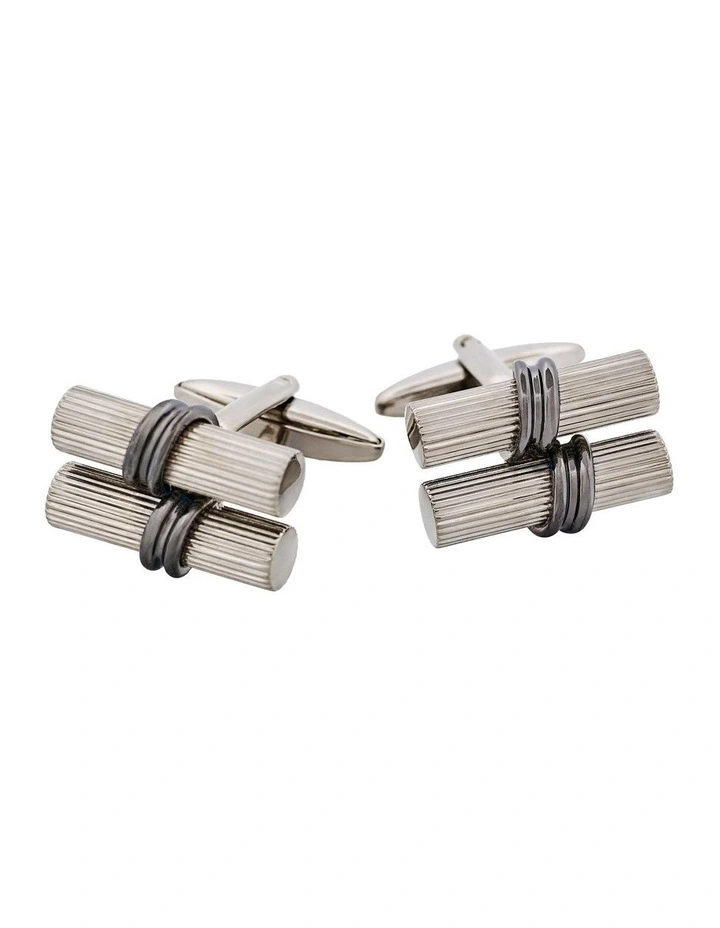 Rhodium & Gun Metal Plated Scroll Cufflinks image 1