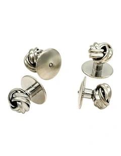 Rhodium Knot Screw Shirt Stud (set of 4)