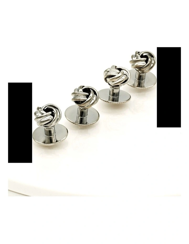 Rhodium Knot Screw Shirt Stud (set of 4) image 2