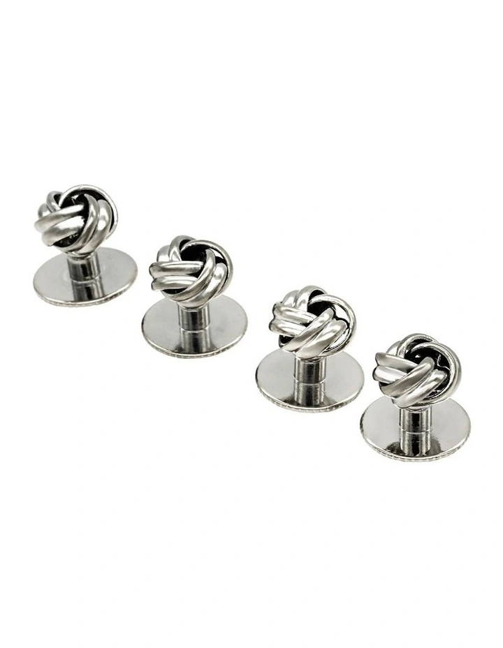 Rhodium Knot Screw Shirt Stud (set of 4) image 3