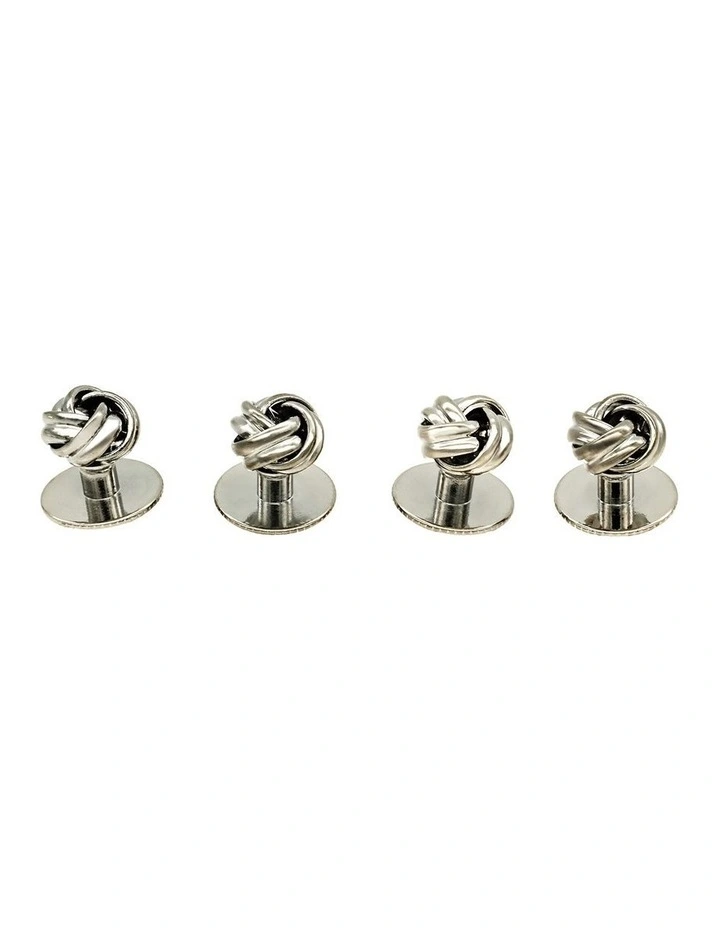 Rhodium Knot Screw Shirt Stud (set of 4) image 4