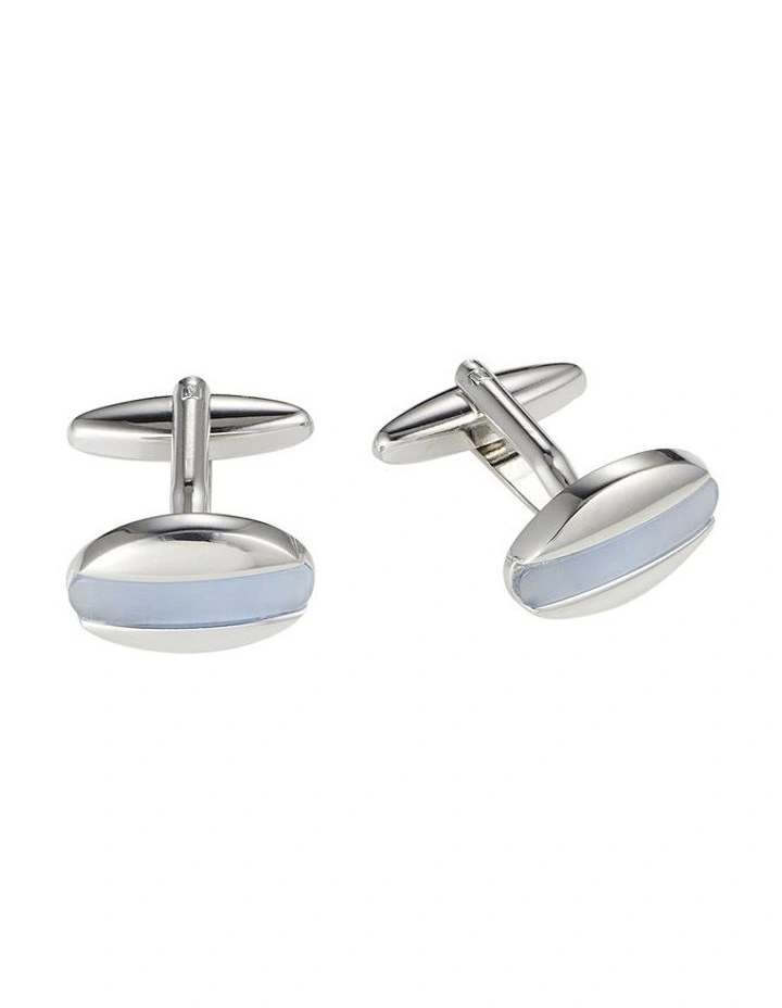 Sky Blue Cats Eye Oval Cufflinks image 1