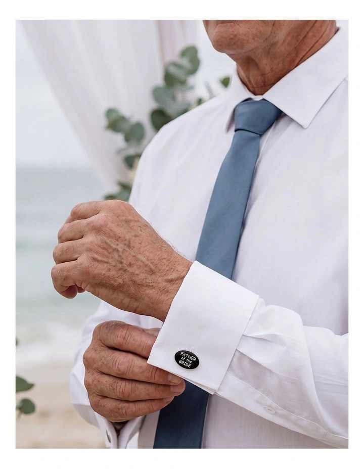 Rhodium Plated Father of the Bride Wedding Cufflinks image 2