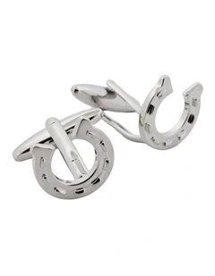 Rhodium Plated Horseshoe Cufflinks