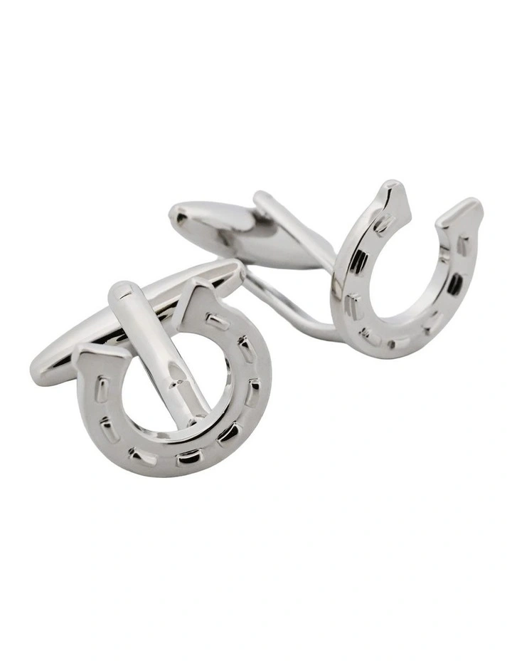 Rhodium Plated Horseshoe Cufflinks image 1