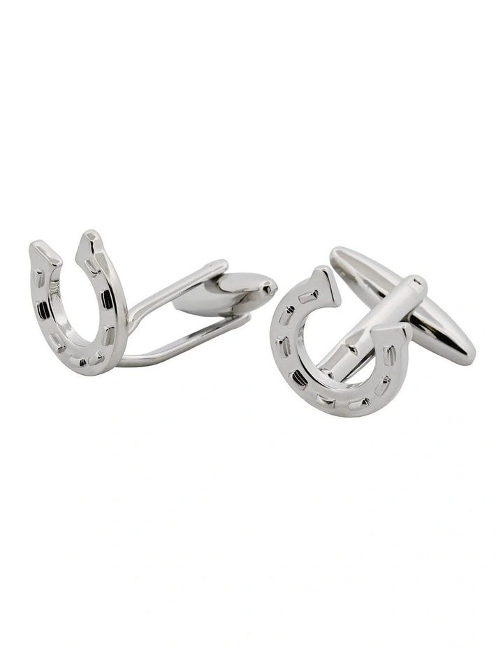 Rhodium Plated Horseshoe Cufflinks image 2