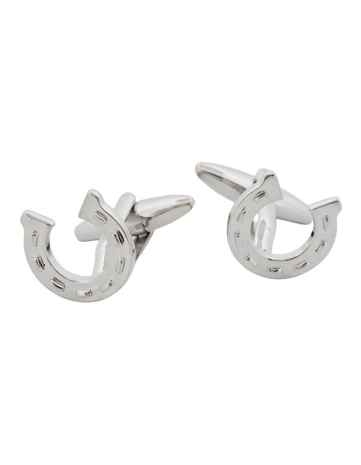 Rhodium Plated Horseshoe Cufflinks image 3