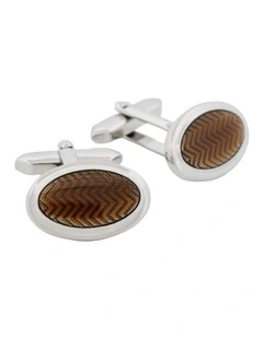 Rhodium Mother Of Pearl Onyx Cufflinks