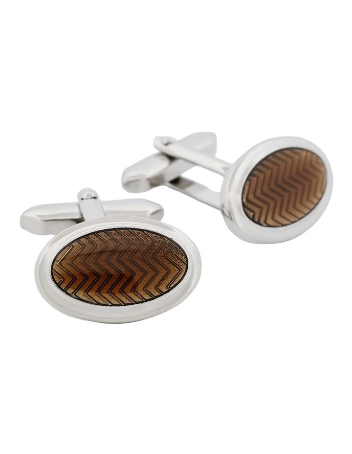 Rhodium Mother Of Pearl Onyx Cufflinks image 1