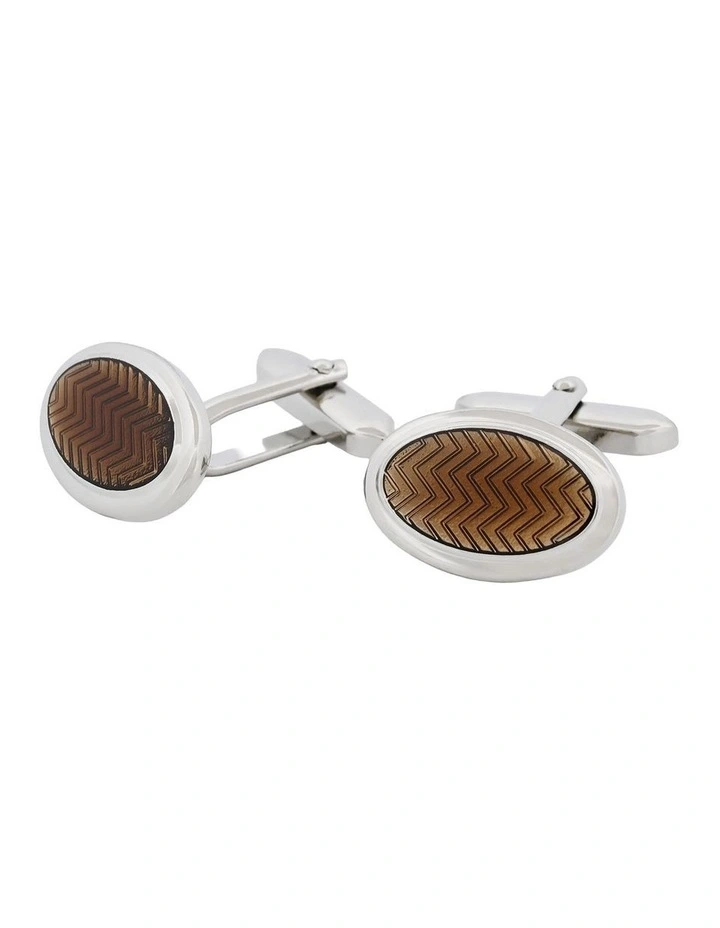 Rhodium Mother Of Pearl Onyx Cufflinks image 2