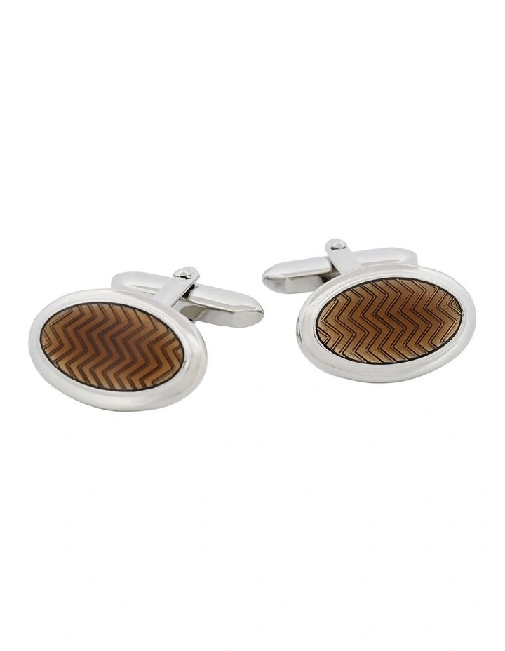 Rhodium Mother Of Pearl Onyx Cufflinks image 3