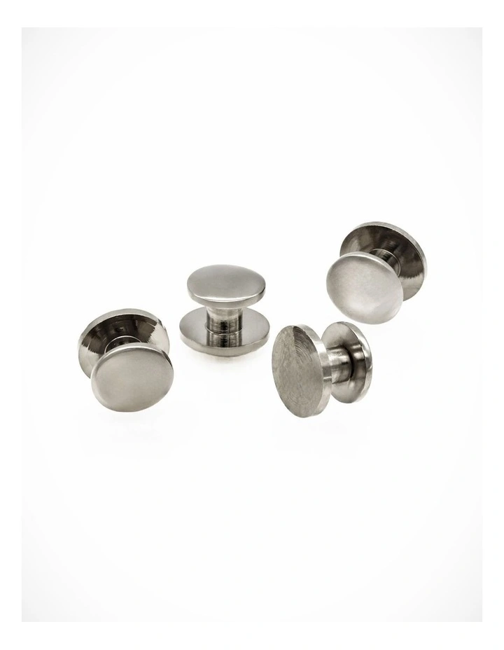 Rhodium Military Screw Shirt Studs (set of 4) image 1