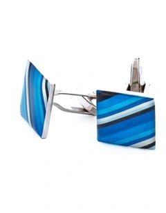 Blue Striped Resin Cufflinks