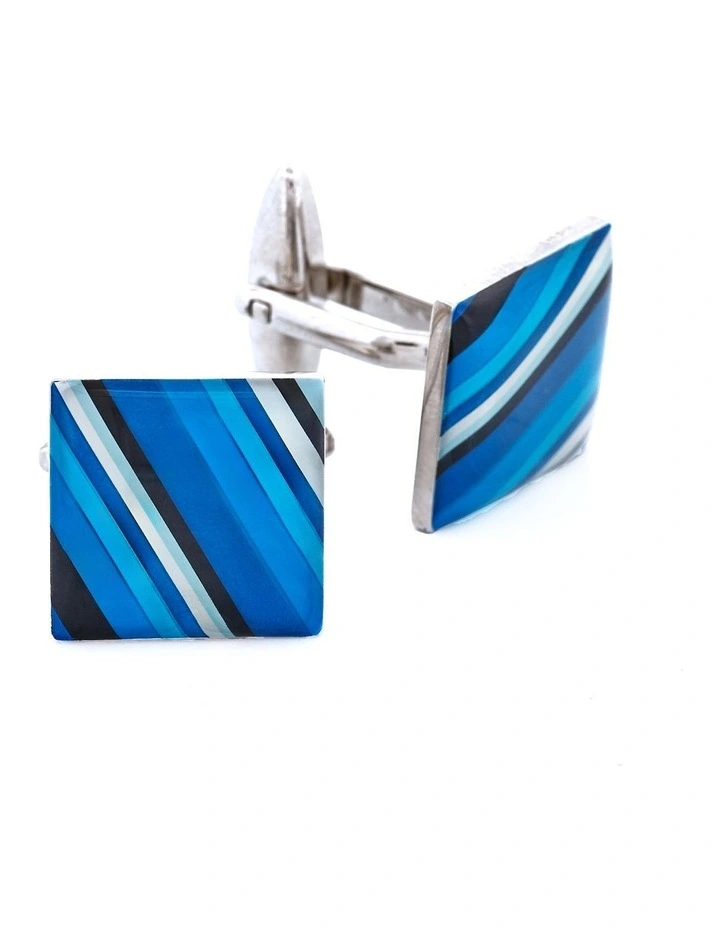 Blue Striped Resin Cufflinks image 3