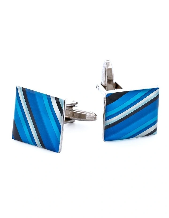 Blue Striped Resin Cufflinks image 4