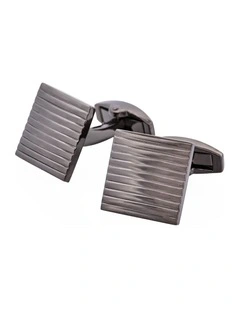 Gun Metal Self Striped Plated Cufflinks