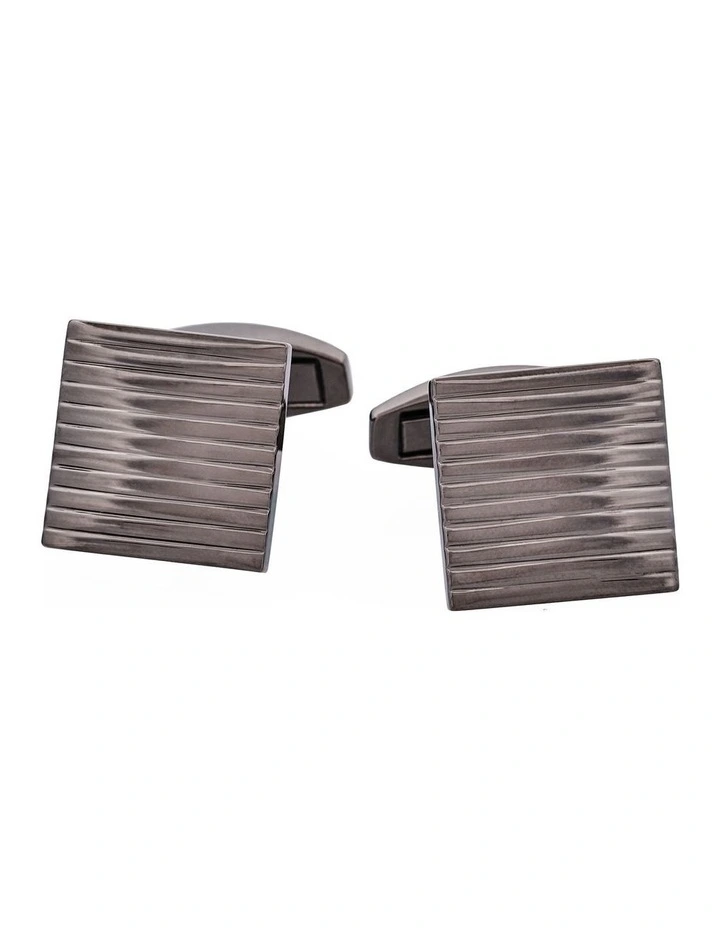 Gun Metal Self Striped Plated Cufflinks image 4