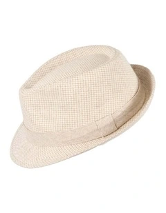 Beige Short Brim Fedora Hat M180BE