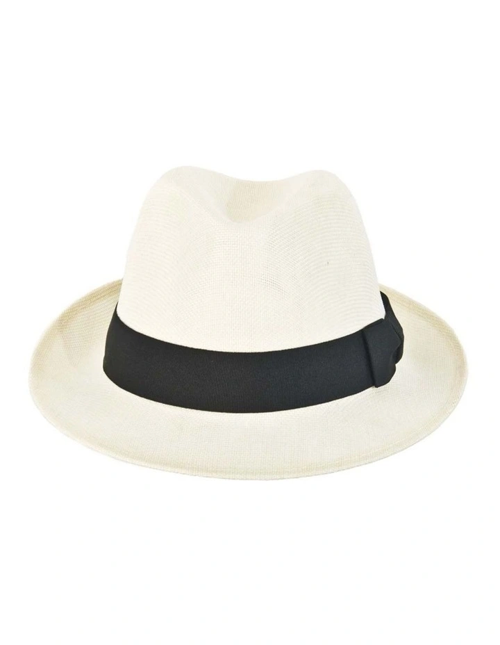Cream mens summer fedora hat M160C image 2