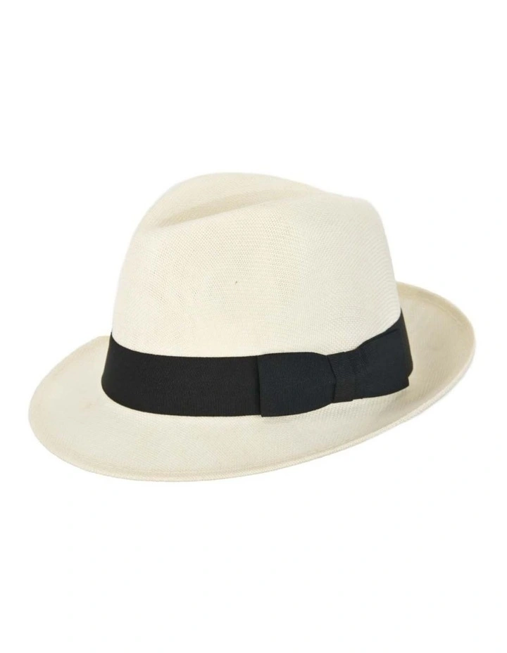 Cream mens summer fedora hat M160C image 3