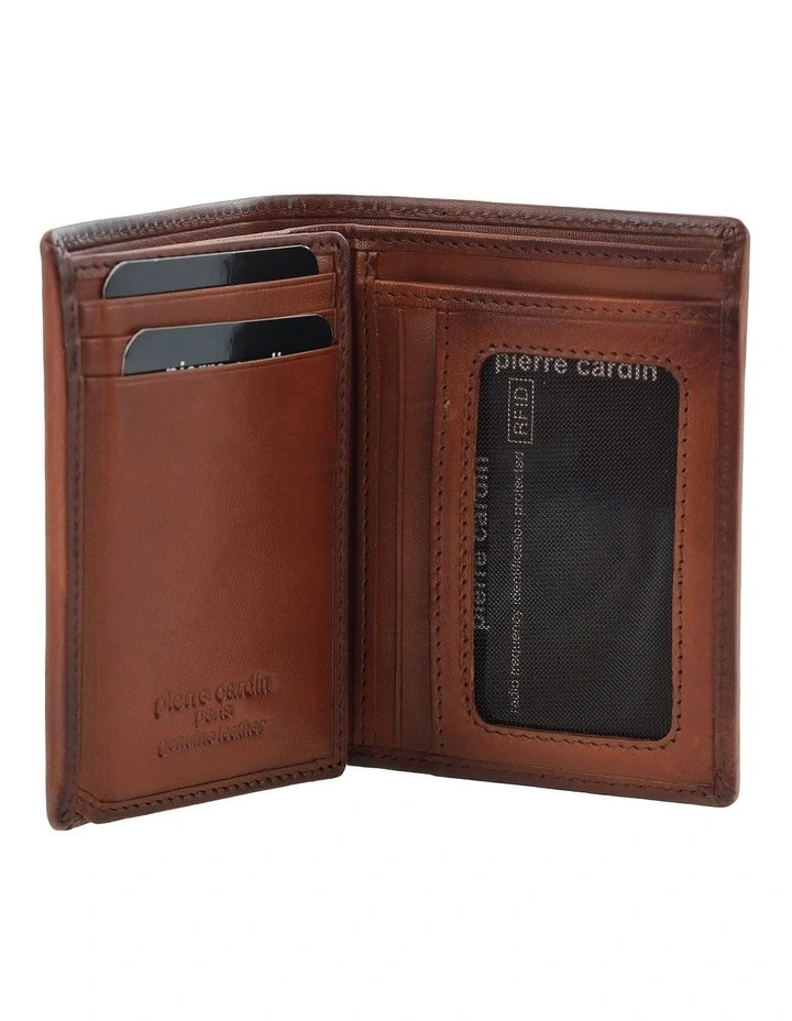 Pierre Cardin Genuine Leather Tri-Fold Wallet in Brandy image 2