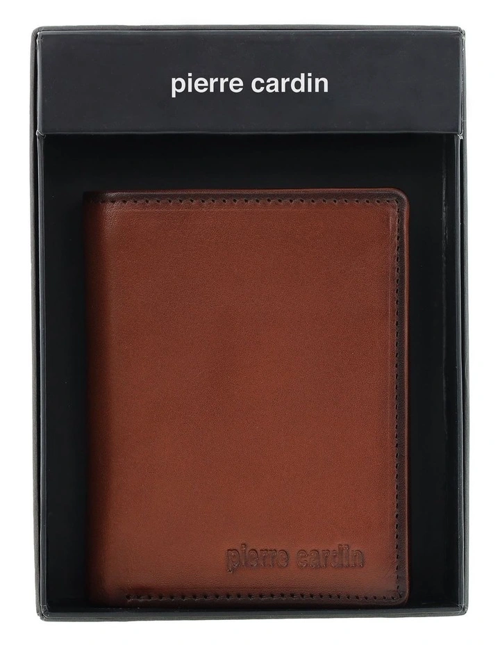 Pierre Cardin Genuine Leather Tri-Fold Wallet in Brandy image 4