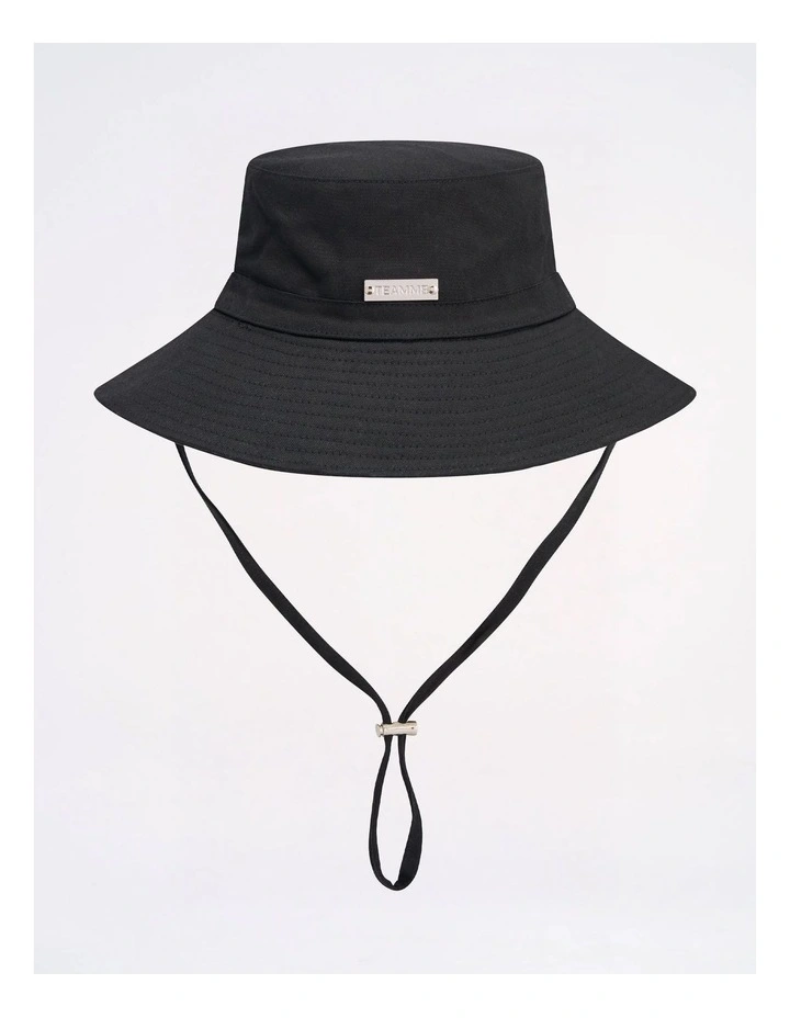 Statement Wide Brim Bucket Hat in Black image 2