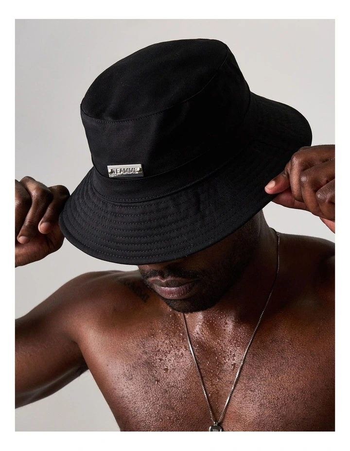 Statement Bucket Hat in Black image 1