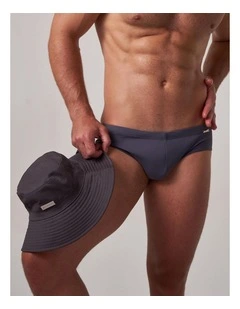 Statement Wide Brim Bucket Hat in Gunmetal