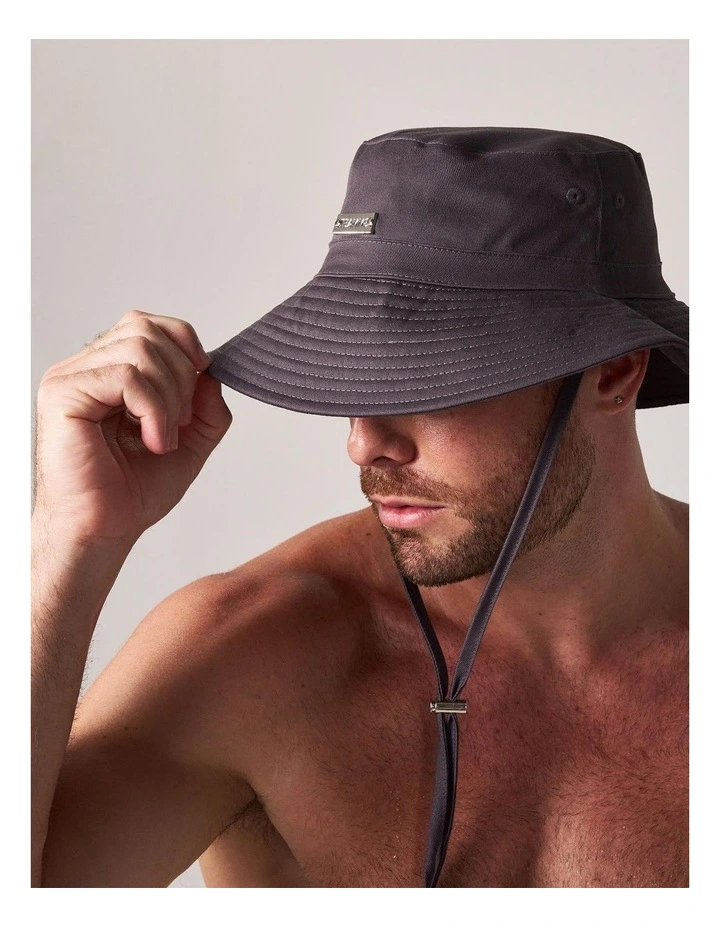 Statement Wide Brim Bucket Hat in Gunmetal image 3