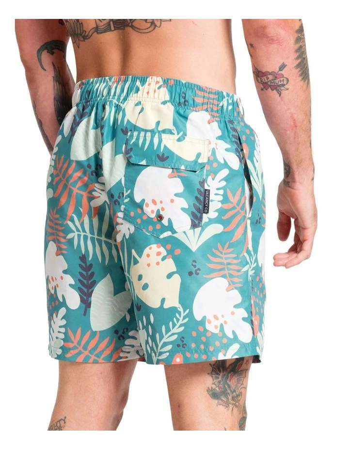 Abstract Leaf Swim Shorts in Green image 2