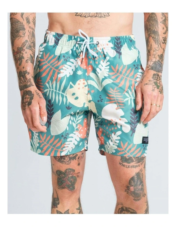 Abstract Leaf Swim Shorts in Green image 4