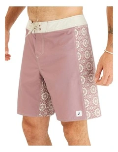 Boardshorts Surf 500 Long 19 Inch Arch Esawira in Taupe/Pink