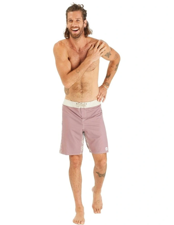 Boardshorts Surf 500 Long 19 Inch Arch Esawira in Taupe/Pink image 2