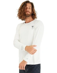Mens long-sleeved surf t-shirt UPF50 - white flower