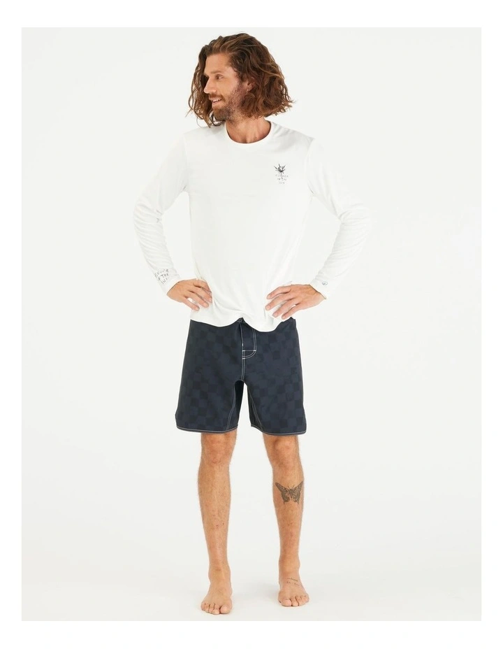 Mens long-sleeved surf t-shirt UPF50 - white flower image 3