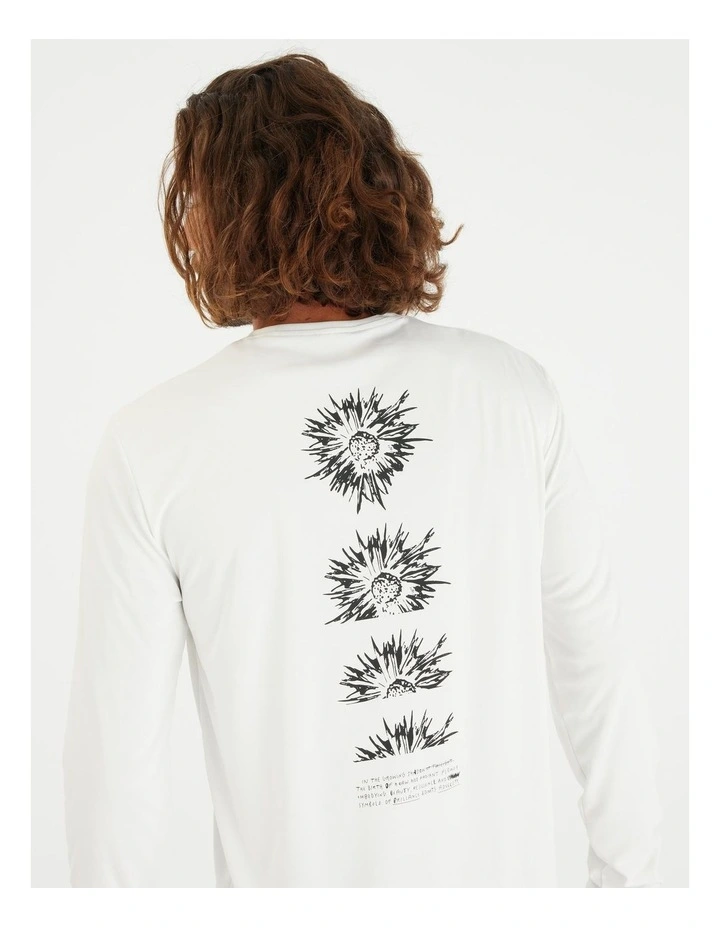 Mens long-sleeved surf t-shirt UPF50 - white flower image 6